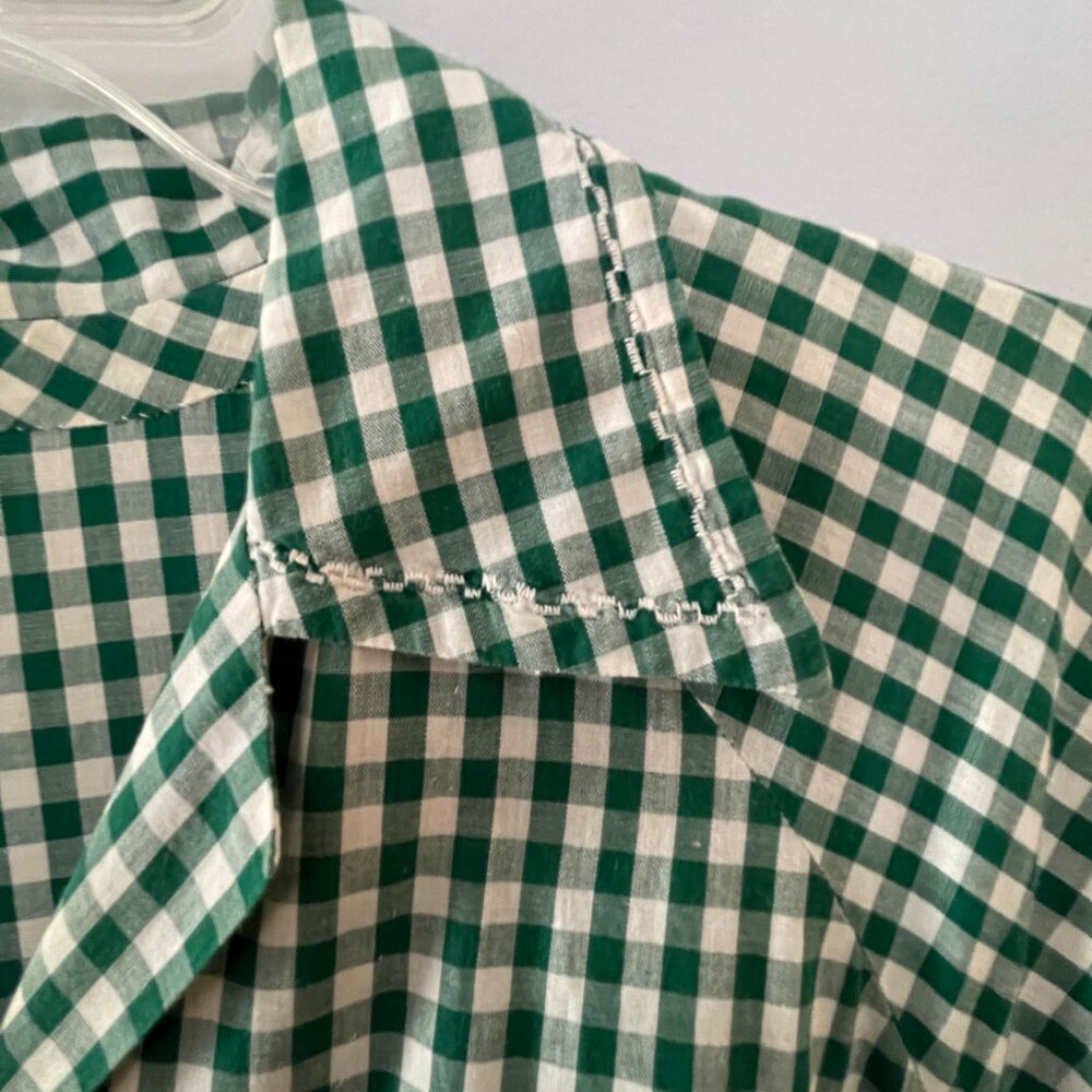 Vintage 1950s Green & White Gingham Day Dress - Picture 2 of 7